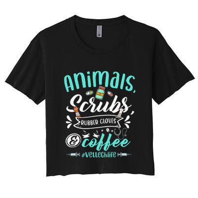 Veterinary Technician Animals Scrubs And Coffee Vet Tech Crop Top