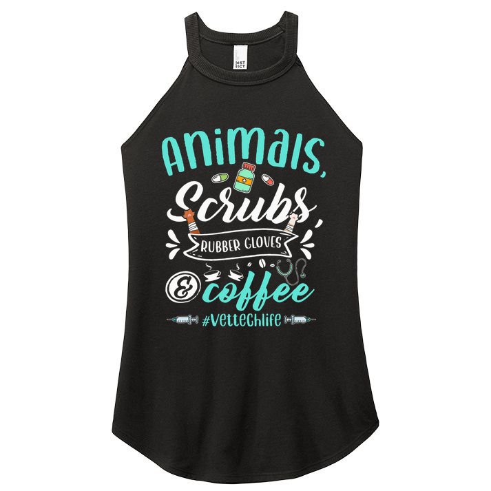 Veterinary Technician Animals Scrubs And Coffee Vet Tech Women's Perfect Tri Rocker Tank