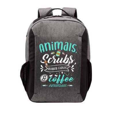 Veterinary Technician Animals Scrubs And Coffee Vet Tech Vector Backpack