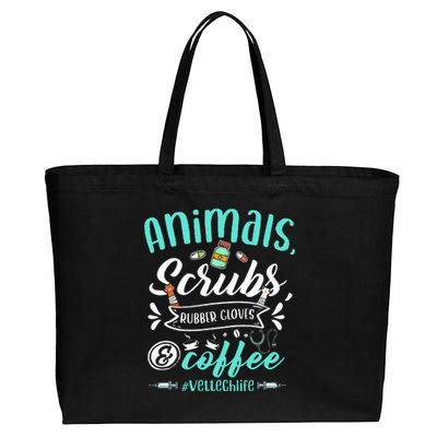 Veterinary Technician Animals Scrubs And Coffee Vet Tech Cotton Canvas Jumbo Tote