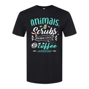 Veterinary Technician Animals Scrubs And Coffee Vet Tech Softstyle CVC T-Shirt