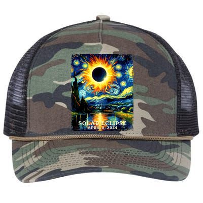 View Totality April 8 2024 Graphic Art Print Solar Eclipse Retro Rope Trucker Hat Cap