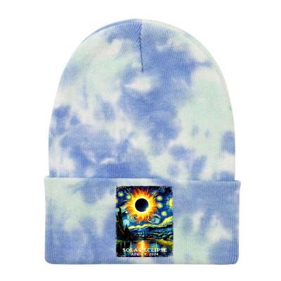 View Totality April 8 2024 Graphic Art Print Solar Eclipse Tie Dye 12in Knit Beanie