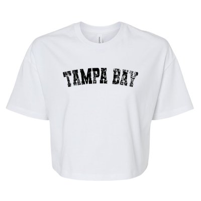 Vintage Tampa Bay Florida Distressed Bold Black Text Apparel Bella+Canvas Jersey Crop Tee