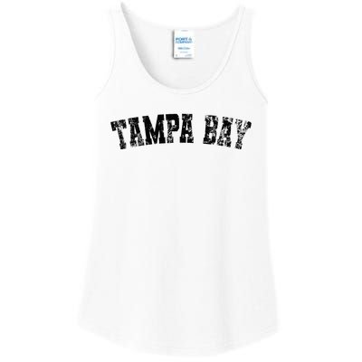 Vintage Tampa Bay Florida Distressed Bold Black Text Apparel Ladies Essential Tank