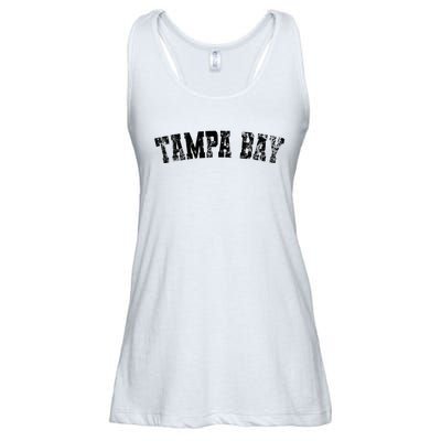 Vintage Tampa Bay Florida Distressed Bold Black Text Apparel Ladies Essential Flowy Tank