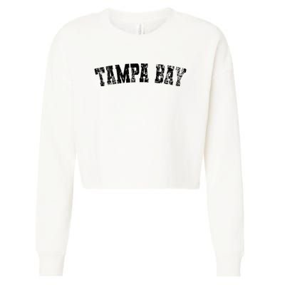 Vintage Tampa Bay Florida Distressed Bold Black Text Apparel Cropped Pullover Crew