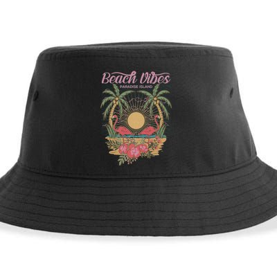 Vintage Tropical Beach Vibes Paradise Island Sustainable Bucket Hat
