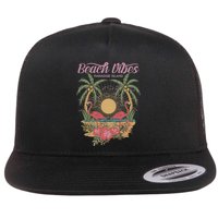 Vintage Tropical Beach Vibes Paradise Island Flatbill Hat
