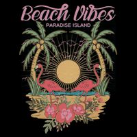 Vintage Tropical Beach Vibes Paradise Island Flatbill Hat
