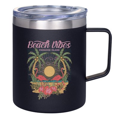 Vintage Tropical Beach Vibes Paradise Island 12oz Stainless Steel Coffee Mug