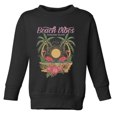 Vintage Tropical Beach Vibes Paradise Island Toddler Sweatshirt