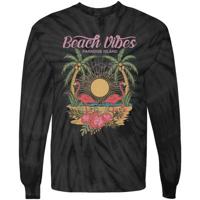 Vintage Tropical Beach Vibes Paradise Island Tie-Dye Long Sleeve Shirt