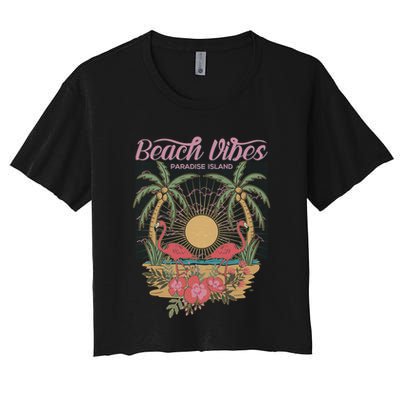 Vintage Tropical Beach Vibes Paradise Island Crop Top