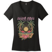 Vintage Tropical Beach Vibes Paradise Island Women's V-Neck T-Shirt