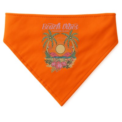 Vintage Tropical Beach Vibes Paradise Island USA-Made Doggie Bandana