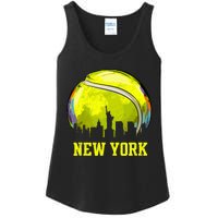 Vintage Tennis Ball New York City Skyline Ladies Essential Tank