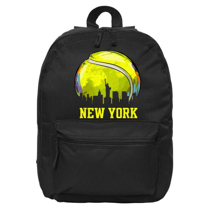 Vintage Tennis Ball New York City Skyline 16 in Basic Backpack