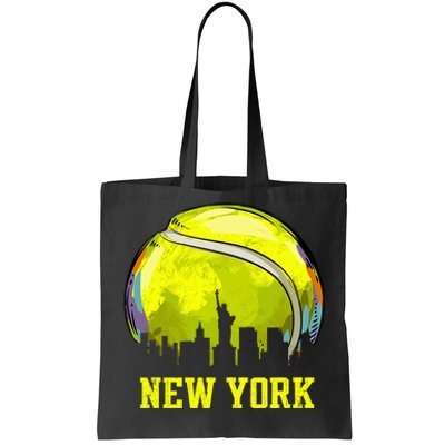 Vintage Tennis Ball New York City Skyline Tote Bag