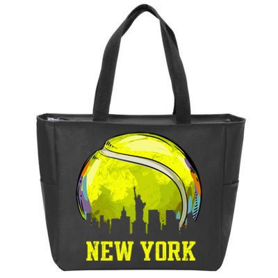 Vintage Tennis Ball New York City Skyline Zip Tote Bag