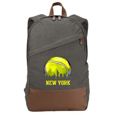 Vintage Tennis Ball New York City Skyline Cotton Canvas Backpack