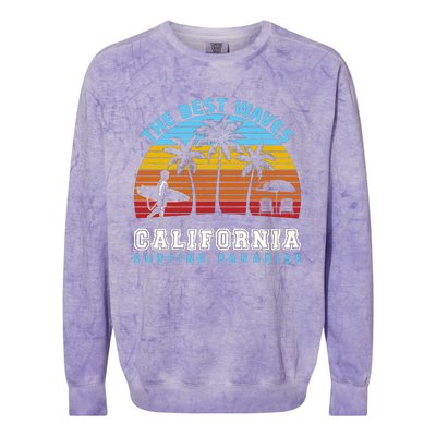 Vintage The Best Wave California Surfing Paradise Colorblast Crewneck Sweatshirt