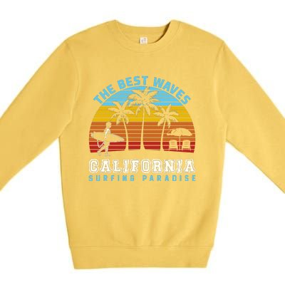 Vintage The Best Wave California Surfing Paradise Premium Crewneck Sweatshirt