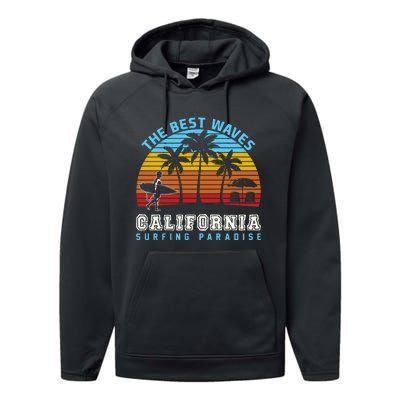 Vintage The Best Wave California Surfing Paradise Performance Fleece Hoodie