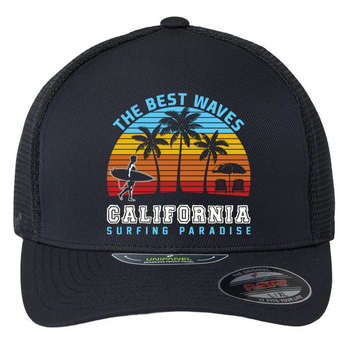 Vintage The Best Wave California Surfing Paradise Flexfit Unipanel Trucker Cap