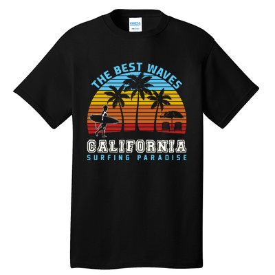 Vintage The Best Wave California Surfing Paradise Tall T-Shirt