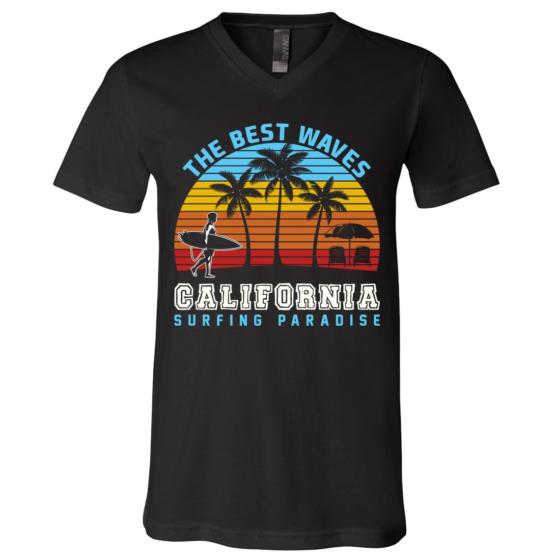 Vintage The Best Wave California Surfing Paradise V-Neck T-Shirt