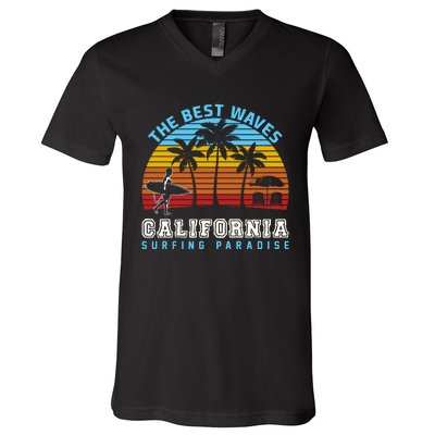 Vintage The Best Wave California Surfing Paradise V-Neck T-Shirt