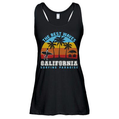 Vintage The Best Wave California Surfing Paradise Ladies Essential Flowy Tank