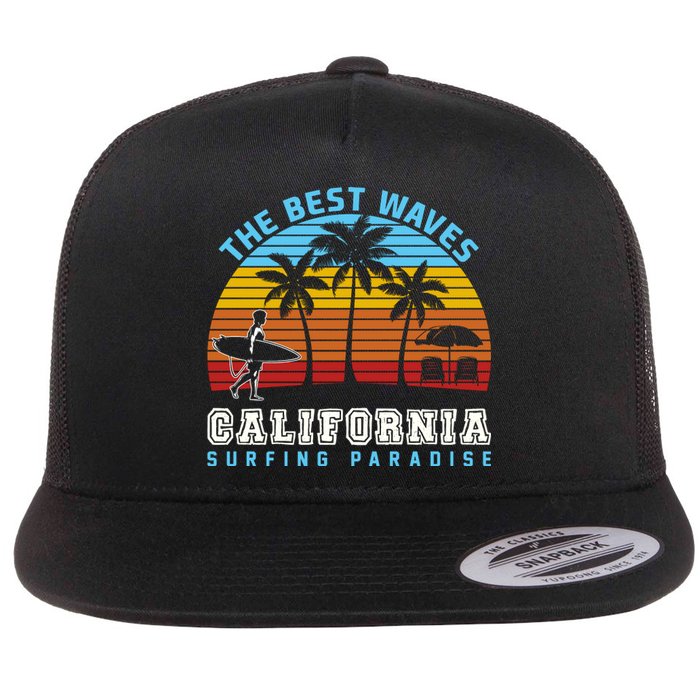 Vintage The Best Wave California Surfing Paradise Flat Bill Trucker Hat