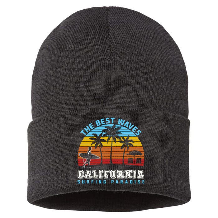 Vintage The Best Wave California Surfing Paradise Sustainable Knit Beanie