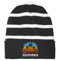 Vintage The Best Wave California Surfing Paradise Striped Beanie with Solid Band