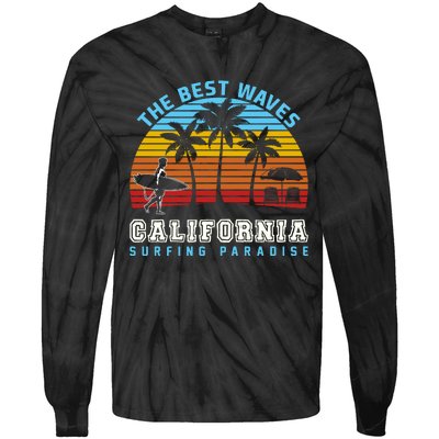 Vintage The Best Wave California Surfing Paradise Tie-Dye Long Sleeve Shirt