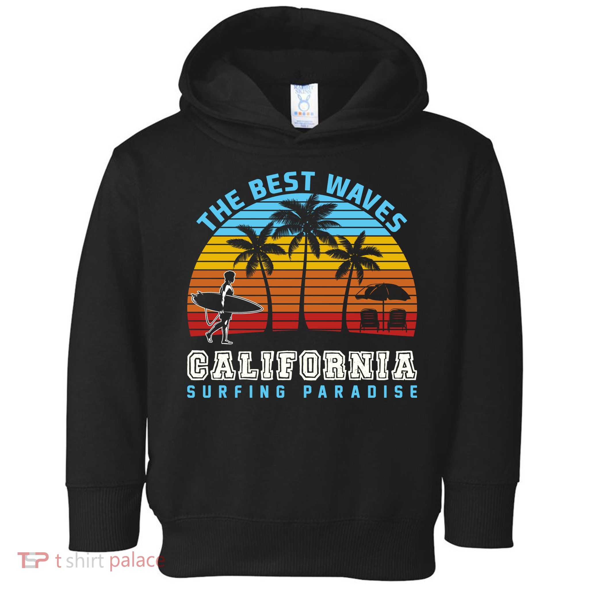 Vintage The Best Wave California Surfing Paradise Toddler Hoodie