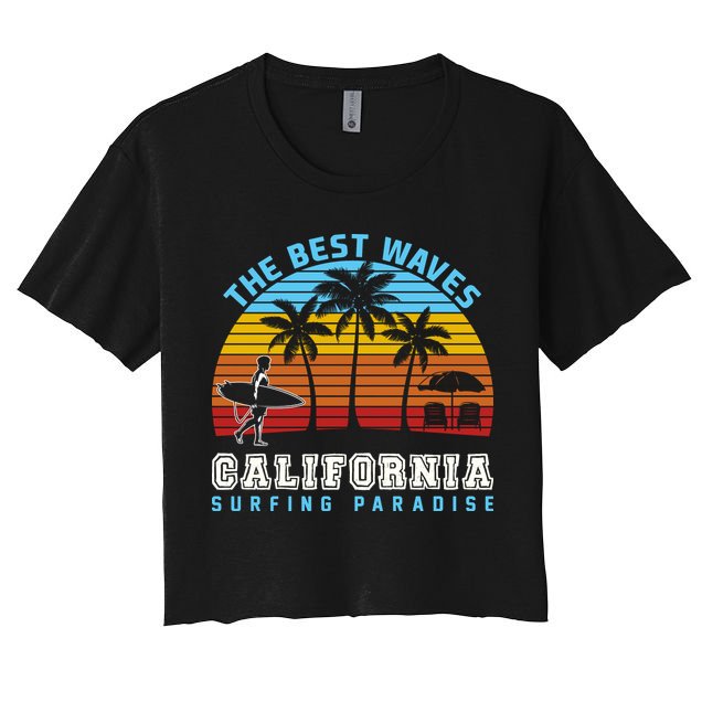 Vintage The Best Wave California Surfing Paradise Crop Top