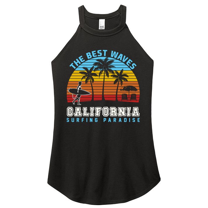 Vintage The Best Wave California Surfing Paradise Women's Perfect Tri Rocker Tank