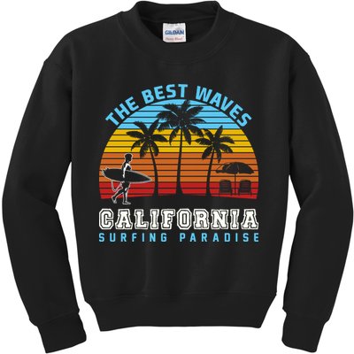 Vintage The Best Wave California Surfing Paradise Kids Sweatshirt