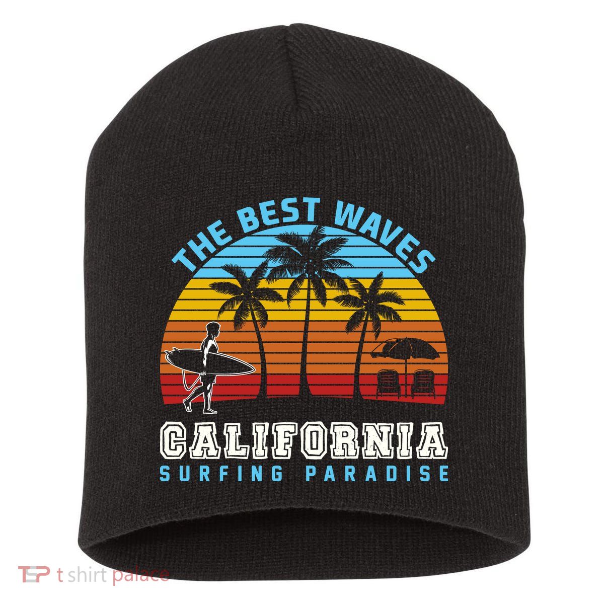 Vintage The Best Wave California Surfing Paradise Short Acrylic Beanie