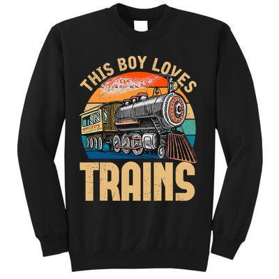 Vintage This Boy Loves Trains Train Railroad Lover Sweatshirt