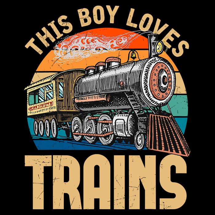 Vintage This Boy Loves Trains Train Railroad Lover Sweatshirt