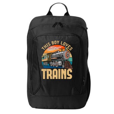 Vintage This Boy Loves Trains Train Railroad Lover City Backpack