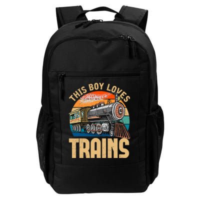 Vintage This Boy Loves Trains Train Railroad Lover Daily Commute Backpack