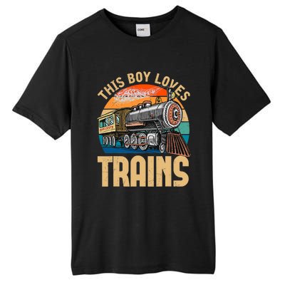 Vintage This Boy Loves Trains Train Railroad Lover Tall Fusion ChromaSoft Performance T-Shirt