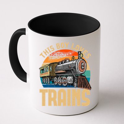 Vintage This Boy Loves Trains Train Railroad Lover Mug