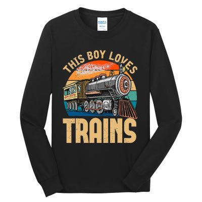 Vintage This Boy Loves Trains Train Railroad Lover Tall Long Sleeve T-Shirt