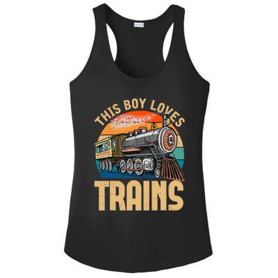 Vintage This Boy Loves Trains Train Railroad Lover Ladies PosiCharge Competitor Racerback Tank